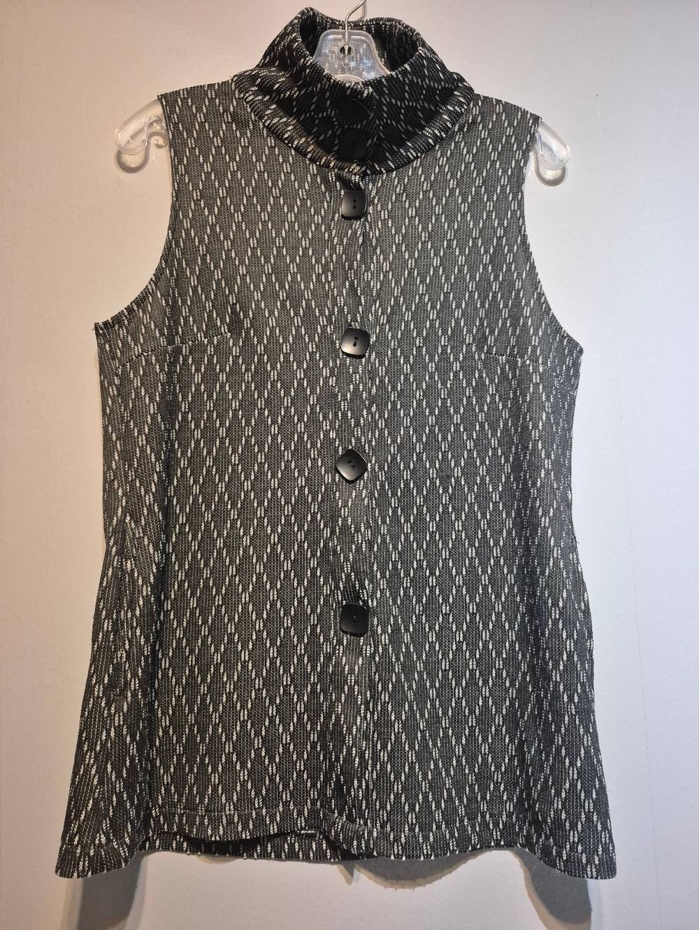 Evolution and Creation Black and White Textured Button Tunic
